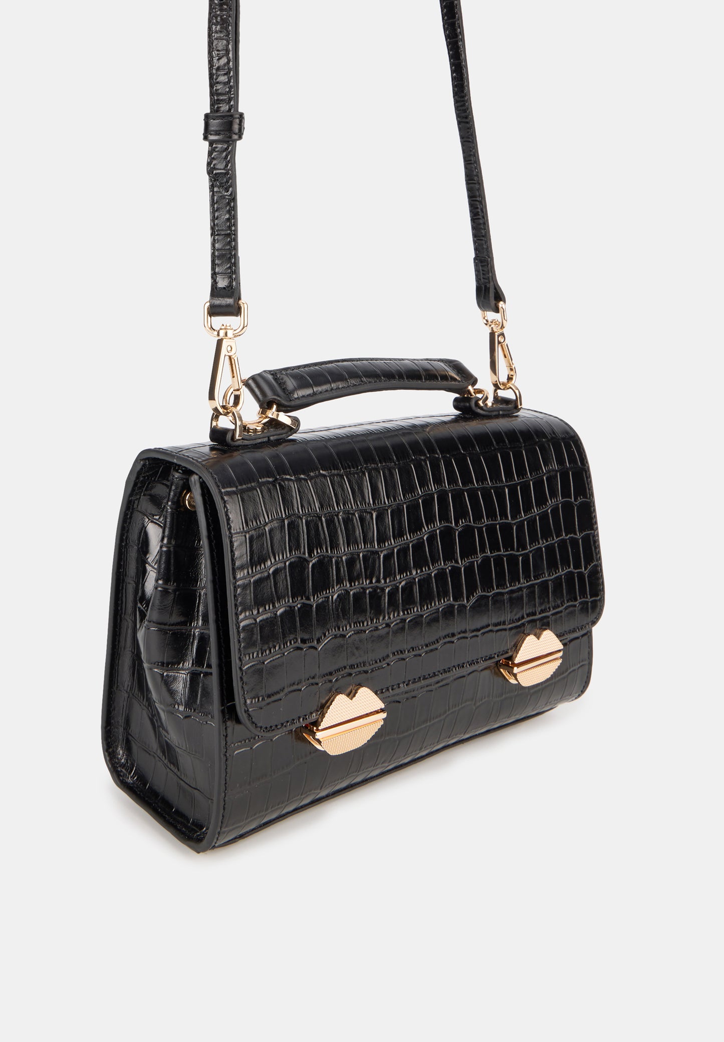 Satchel-Sealed With A Kiss Croco Noir