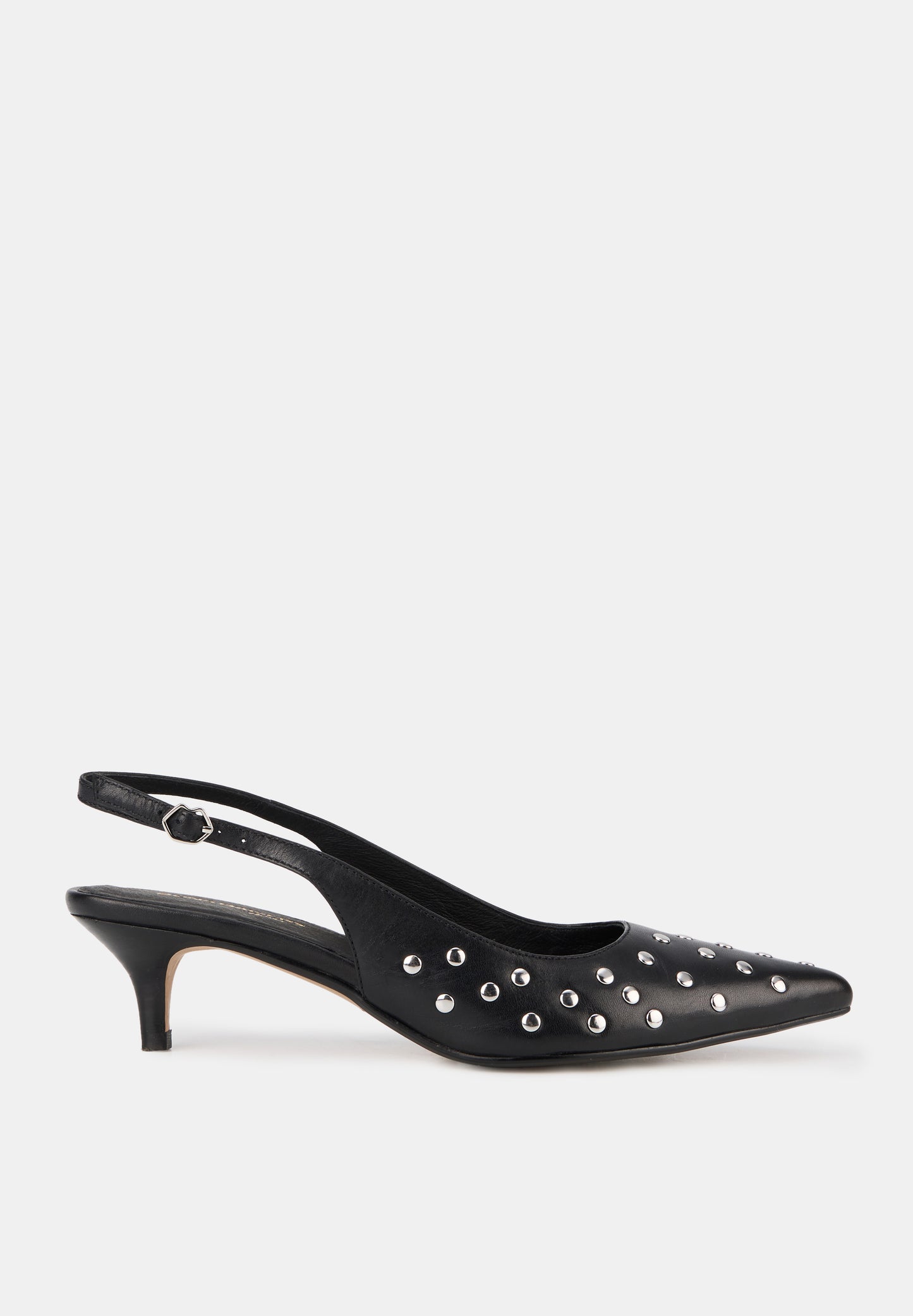 Janet-Cuir Lisse Noir Studs