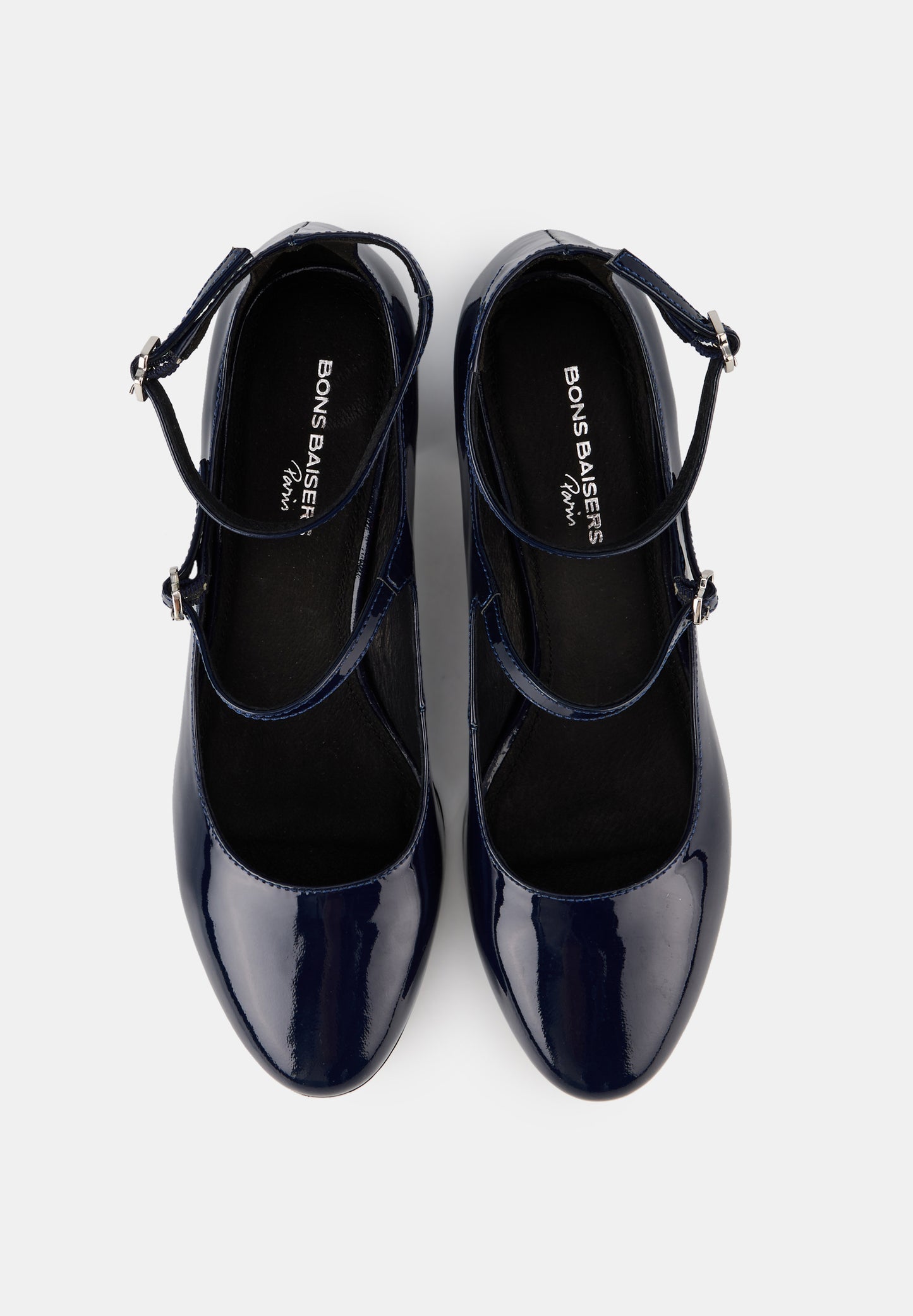 Sofia-Cuir brillant bleu navy